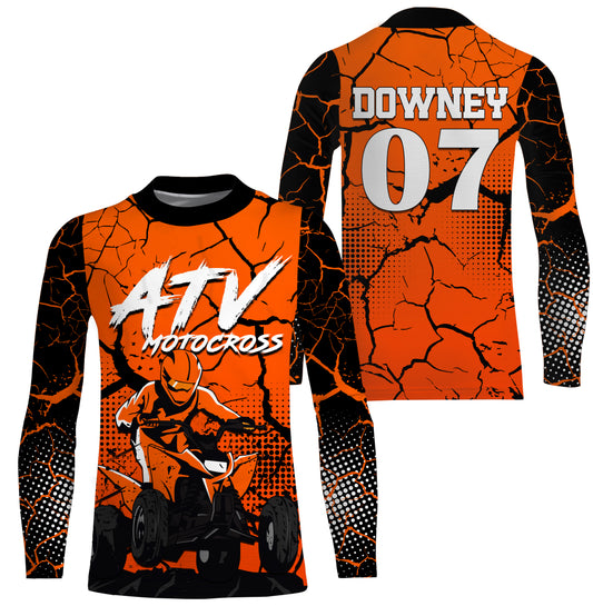 Orange ATV Motocross Jersey Personalized UPF30+ Adult Kid Quad Bike Shirt Off-Road ATV MX Racing PDT733