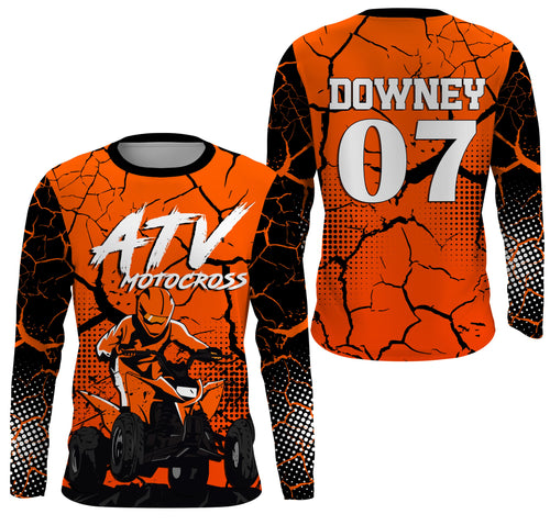 Orange ATV Motocross Jersey Personalized UPF30+ Adult Kid Quad Bike Shirt Off-Road ATV MX Racing PDT733