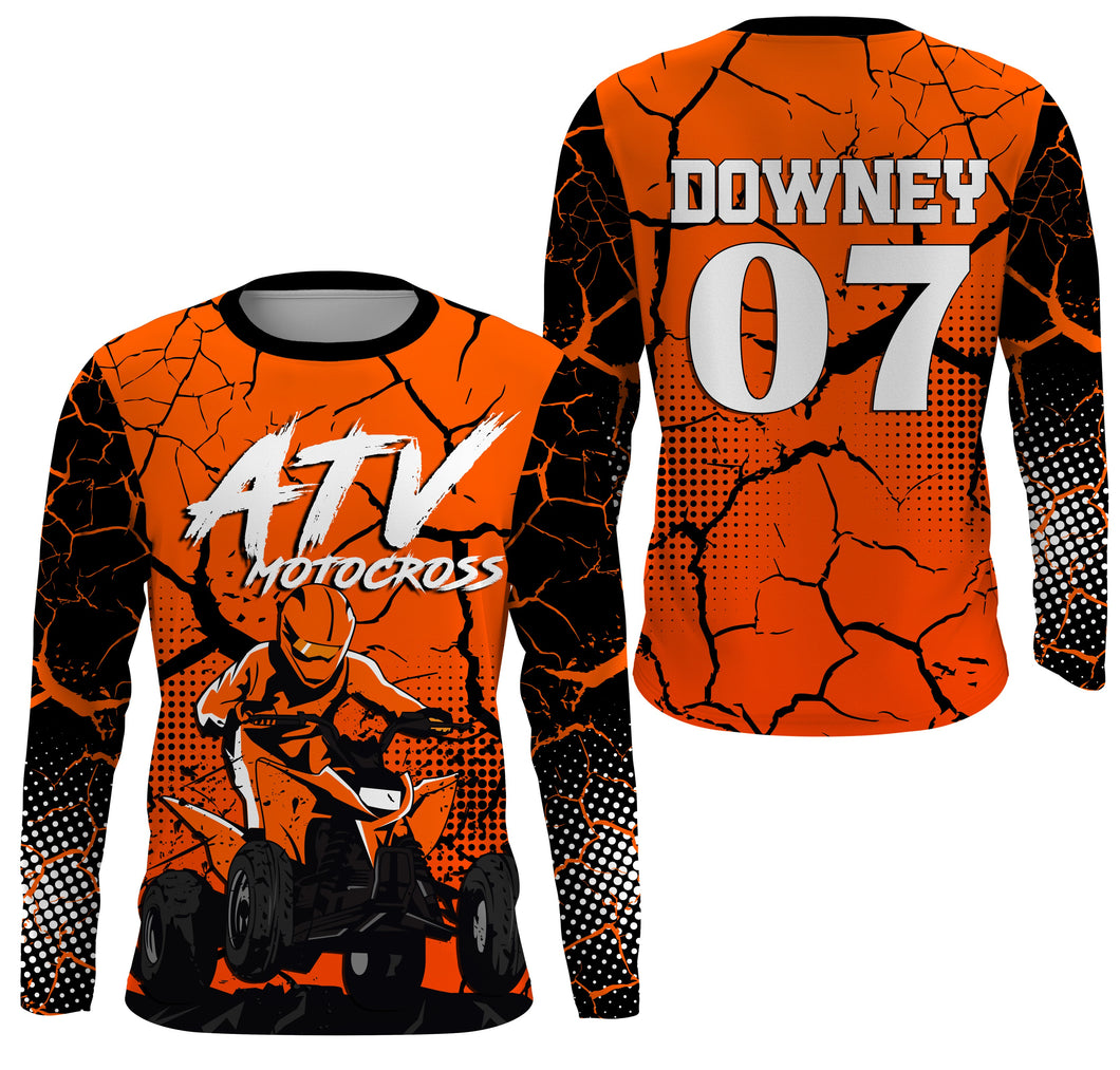 Orange ATV Motocross Jersey Personalized UPF30+ Adult Kid Quad Bike Shirt Off-Road ATV MX Racing PDT733