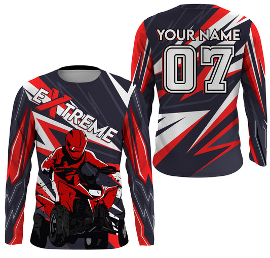 Adult&Kid Red ATV Motocross Jersey Personalized UPF30+ Quad Bike Shirt ATV MX Off-Road PDT728