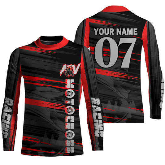 Kid Men Women Red ATV Motocross Jersey Personalized UPF30+ Quad Bike Shirt ATV MX Off-Road PDT738