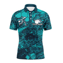 Load image into Gallery viewer, Turquoise Bowling Polo Shirt Custom Bowling Jersey For Men Bowling Shirts For Team BDT255