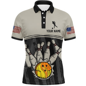 American Flag Bowling Jersey For Men Patriotic Bowling Shirt Team League Bowling Polo Shirt BDT310