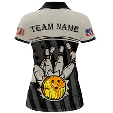 Load image into Gallery viewer, American Flag Bowling Jersey For Women Patriotic Bowling Shirt Team League Bowling Polo Shirt BDT310