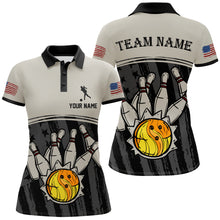 Load image into Gallery viewer, American Flag Bowling Jersey For Women Patriotic Bowling Shirt Team League Bowling Polo Shirt BDT310