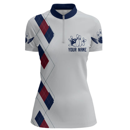 I Don't Give A Split Bowling Quarter-Zip Shirt Women Custom American Bowling Jersey BDT276