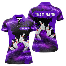Load image into Gallery viewer, Custom Purple Bowling Polo Shirts Men &amp; Women Lightning Thunder Bowling Team Jerseys BDT455