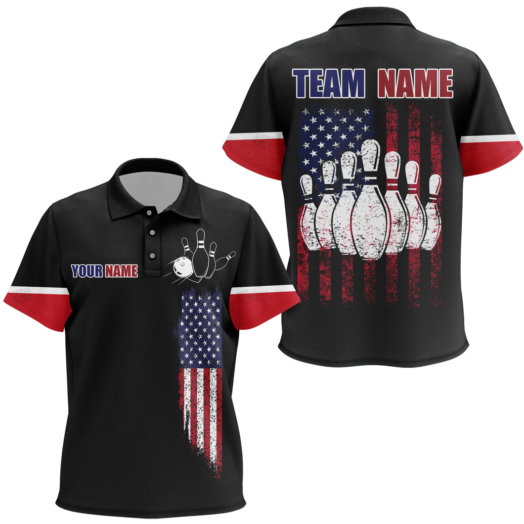 Custom Kid Bowling Polo Shirts Patriotic Bowling Team Jersey Gift For Bowlers BDT510