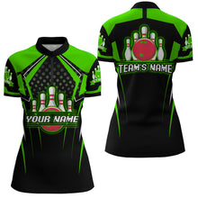 Load image into Gallery viewer, Personalized Bowling Jersey For Women Bowling Quarter-Zip Shirt For Team Strike BDT271
