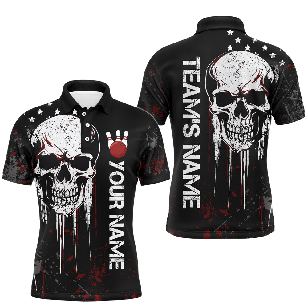 Red Skull Bowling Shirts Men & Women Custom Halloween Bowling Jersey Team Polo BDT554