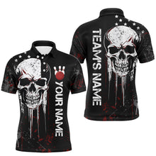 Load image into Gallery viewer, Red Skull Bowling Shirts Men &amp; Women Custom Halloween Bowling Jersey Team Polo BDT554