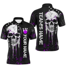 Load image into Gallery viewer, Purple Skull Bowling Shirts Men &amp; Women Custom Halloween Bowling Jersey Team Polo BDT554