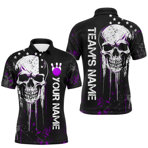 Purple Skull Bowling Shirts Men & Women Custom Halloween Bowling Jersey Team Polo BDT554