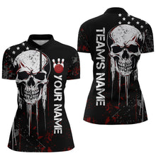 Load image into Gallery viewer, Red Skull Bowling Shirts Men &amp; Women Custom Halloween Bowling Jersey Team 1/4 Zip BDT554