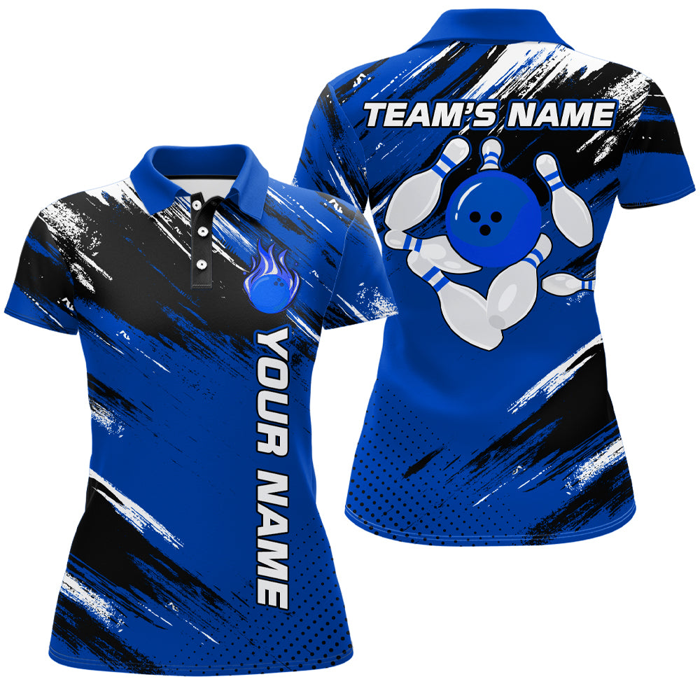 Custom Bowling Jersey for Men & Women Flame Blue Bowling Polo Shirt Team League BDT556