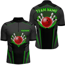 Load image into Gallery viewer, Personalized Bowling Jersey For Men Bowling Team League Shirts Custom Bowling Quarter-Zip Shirt BDT378