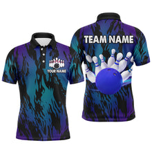 Load image into Gallery viewer, Teal&amp;Purple Camo Bowling Shirt Unisex Bowling Team Jersey Men &amp; Women Custom Bowling Polo BDT558
