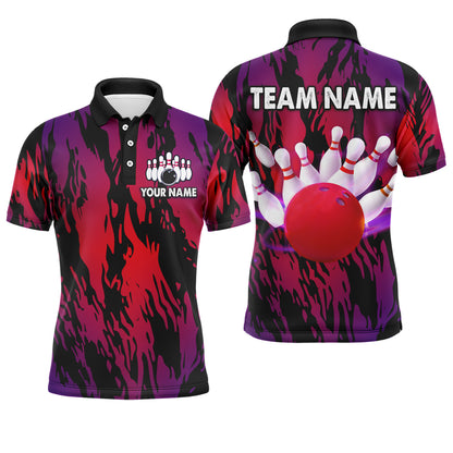 Red&Purple Camo Bowling Shirt Unisex Bowling Team Jersey Men & Women Custom Bowling Polo BDT558
