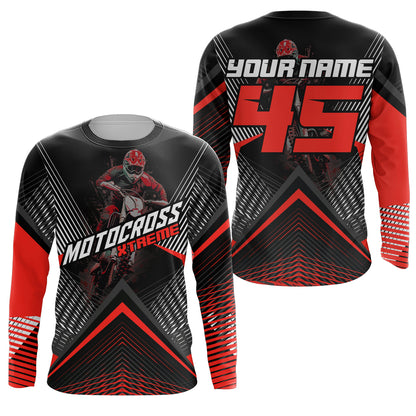 Custom Motocross Riding Jersey Men Women Kid Upf30+ Red MX Dirt Bike Shirt Off-Road Jersey PDT673