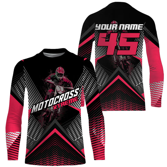 Custom Motocross Riding Jersey Men Women Kid Upf30+ Pink MX Dirt Bike Shirt Off-Road Jersey PDT673