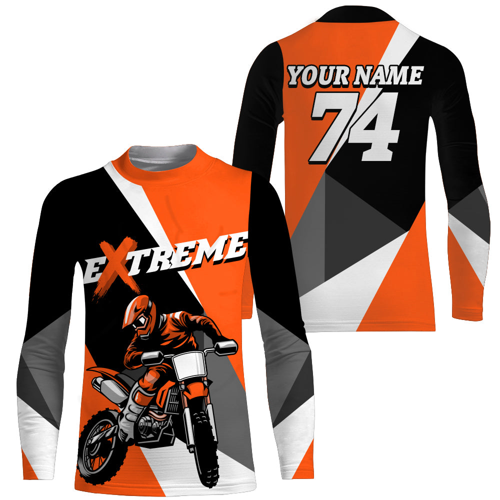 Kid Men Women Dirt Bike Jersey Orange Upf30+ Custom Motocross Shirt Motorcycle Racing PDT676