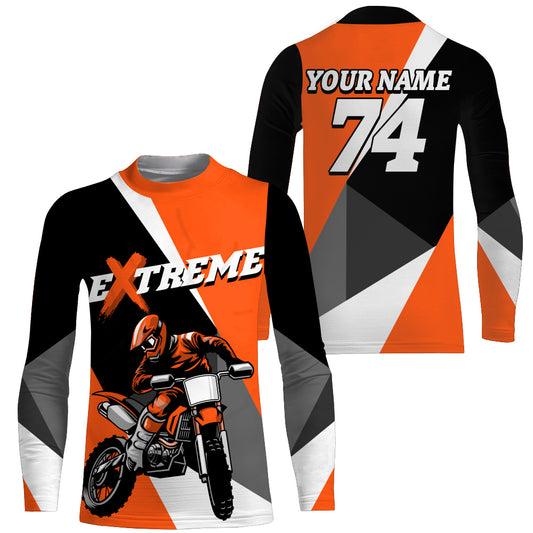 Kid Men Women Dirt Bike Jersey Orange Upf30+ Custom Motocross Shirt Motorcycle Racing PDT676