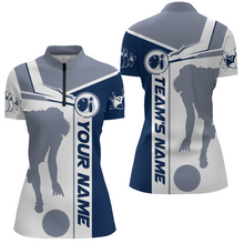 Load image into Gallery viewer, Personalized Navy Bowling Quarter-Zip Shirt For Women Bowling Jersey Team League Bowlers BDT281