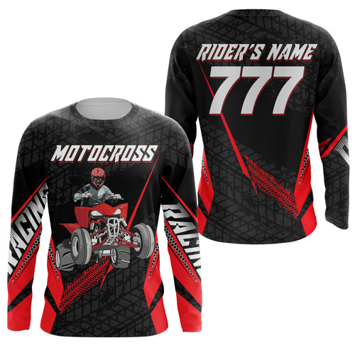 ATV Motocross Jersey Adult Youth UPF30+ Custom Quad Bike Off-Road Jersey Red ATV MX Racing Shirt PDT643