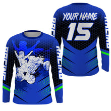 Load image into Gallery viewer, Blue ATV Motocross Jersey UPF30+ Custom Adult Youth Quad Bike Off-Road Jersey MX Shirt Freestyle PDT646