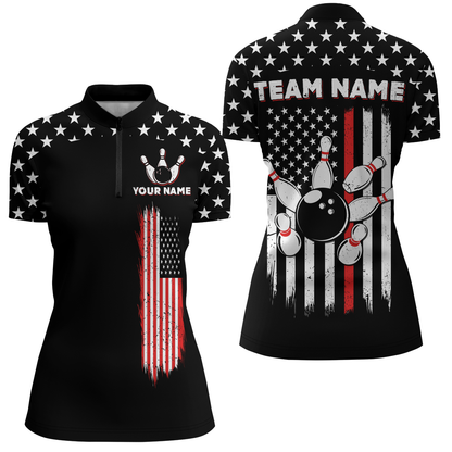 Custom American Bowling Quarter-Zip Shirts For Men Women Bowling Team Jersey Patriotic BDT497
