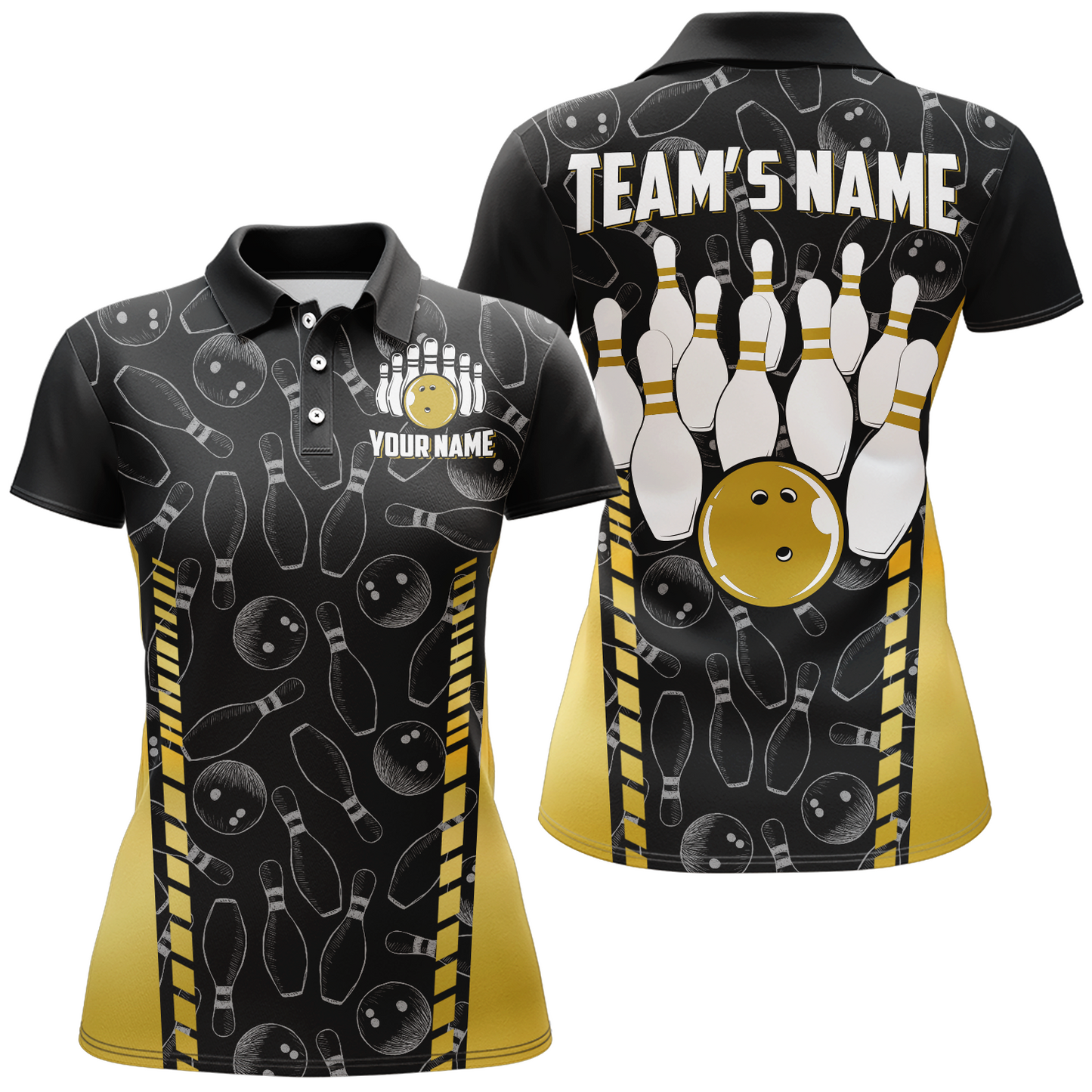 Custom Bowling Jersey For Women Seamless Pattern Bowling Shirt Team Bowling Polo Shirt BDT302