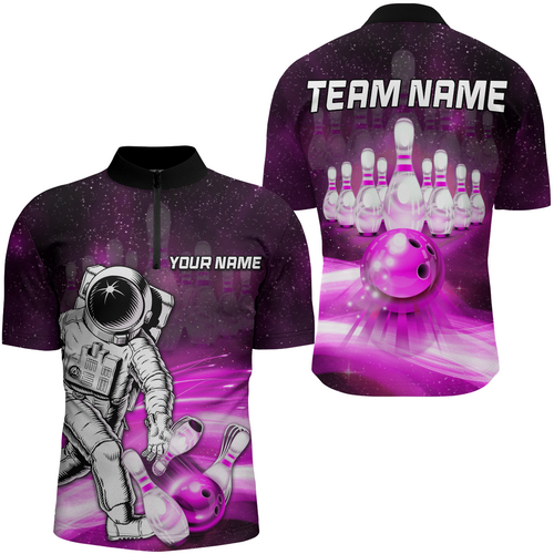 Astronaut Pink Bowling Shirts Men & Women Personalized Bowling Team Jersey Unisex Quarter-Zip BDT532