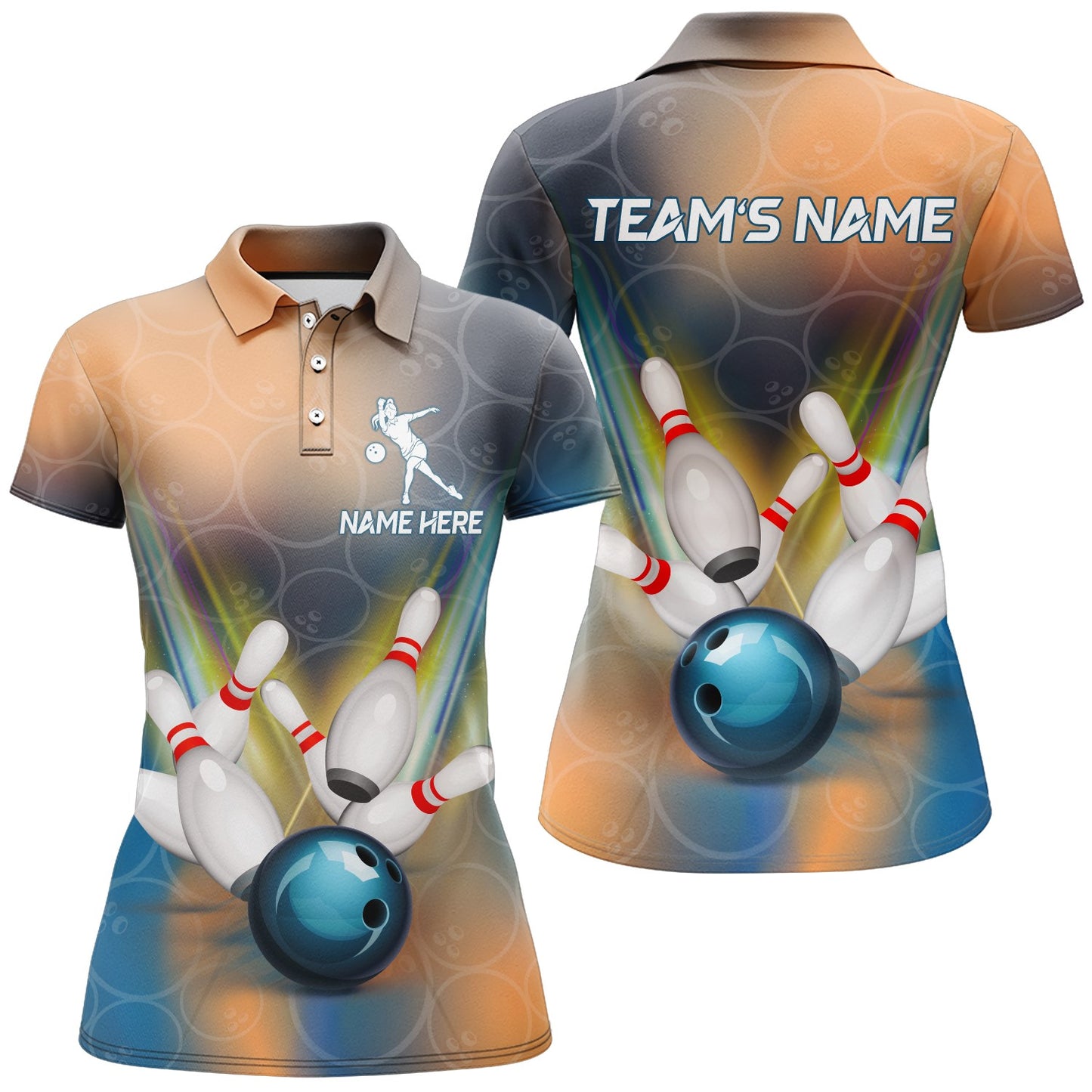 Personalized Bowling Polo Shirt For Women 3D Bowling Jersey Custom Bowling Team League Shirts BDT205