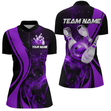 Load image into Gallery viewer, Purple Bowling Shirt Personalized Men &amp; Women Bowling Team Jersey Bowling 1/4 Zip Shirts BDT570