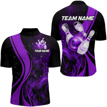 Load image into Gallery viewer, Purple Bowling Shirt Personalized Men &amp; Women Bowling Team Jersey Bowling 1/4 Zip Shirts BDT570
