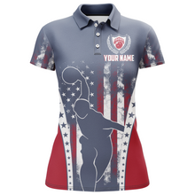 Load image into Gallery viewer, American Bowling Jersey For Women Custom Navy Bowling Shirt Team Bowling Polo Shirt BDT316