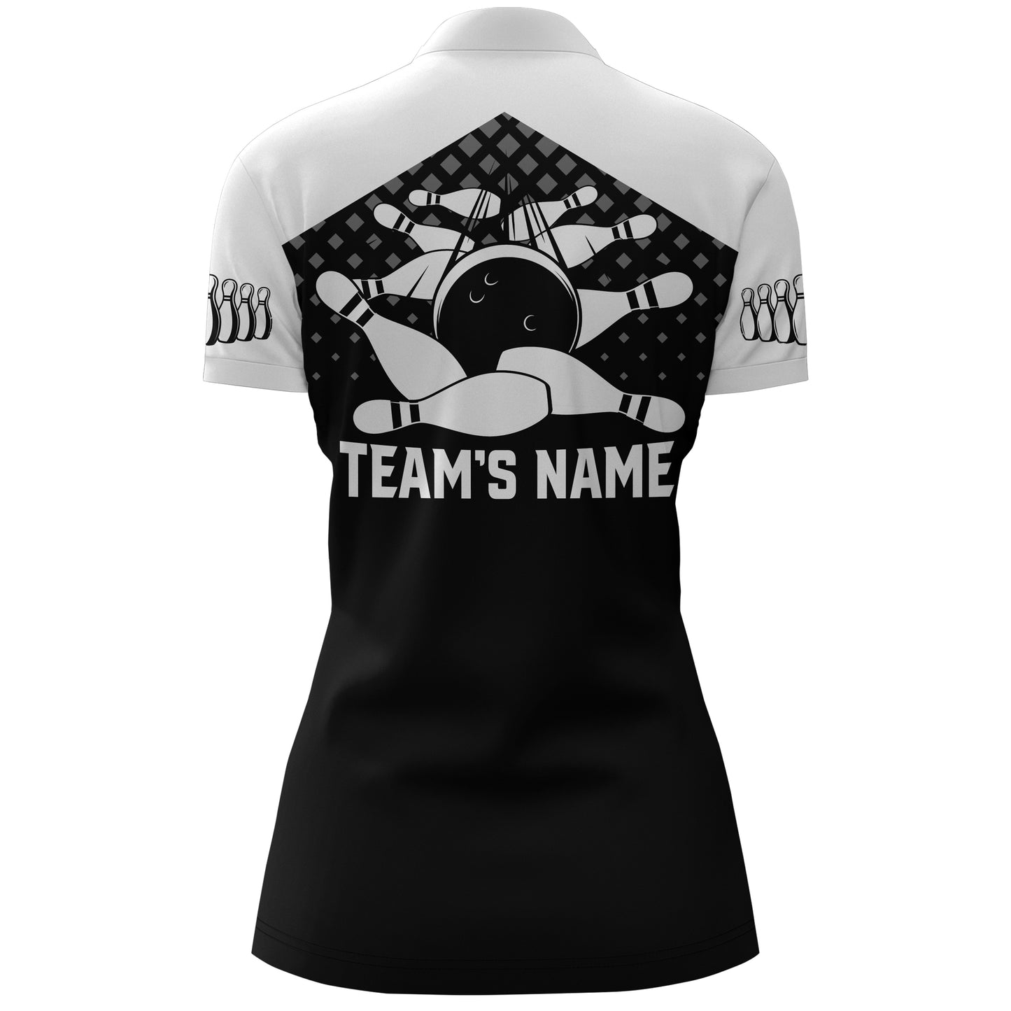 Black&White Bowling Quarter-Zip Shirt For Women Custom Bowling Jersey Ladies Bowling Team Shirt BDT139
