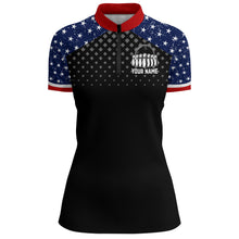 Load image into Gallery viewer, Patriotic Bowling Quarter-Zip Shirt Women Personalized Ladies Bowling Team Jersey USA Bowling Shirt BDT143