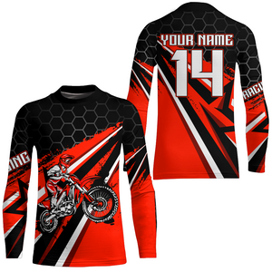 Custom Dirt Bike Jersey Red UPF30+ Kid Motocross Shirt Boys Girls MX Jersey Men Women Motorcycle PDT595