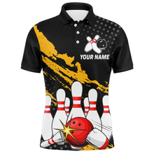 Load image into Gallery viewer, Custom Bowling Shirts For Men Black Bowling Team Jersey Funny Bowling Polo Shirts BDT228