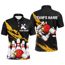 Load image into Gallery viewer, Custom Bowling Shirts For Men Black Bowling Team Jersey Funny Bowling Polo Shirts BDT228