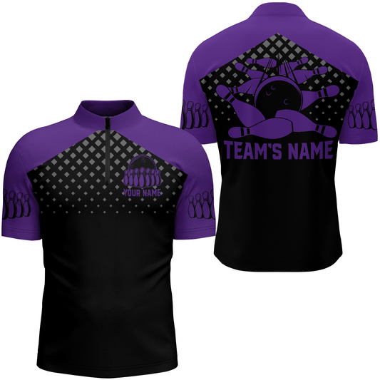 Custom Bowling Shirts With Name Bowling Team Jersey For Men Bowling Quarter-Zip Shirt BDT329