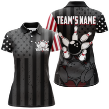 Load image into Gallery viewer, Custom American Bowling Shirt For Women Black Bowling Jersey Team League Bowling Polo Shirt BDT334