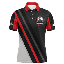 Load image into Gallery viewer, Black&amp;Red Bowling Polo Shirt For Men Vintage Bowling Team League Jersey Custom Bowling Shirt BDT180