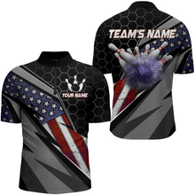 Load image into Gallery viewer, American Flag Bowling Shirt Men Patriotic Bowling Jersey Team Custom Bowling Quarter-Zip Shirt BDT381