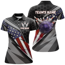 Load image into Gallery viewer, American Flag Bowling Shirt Women Patriotic Bowling Jersey Team Custom Bowling Polo Shirt BDT381