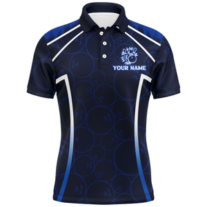 Custom Bowling Polo Shirt For Men Navy Bowling Team Jersey Couple Bowling Shirt BDT342