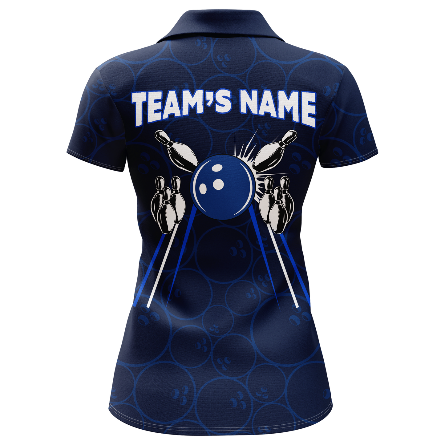 Custom Bowling Polo Shirt For Women Navy Bowling Team Jersey Couple Bowling Shirt BDT342