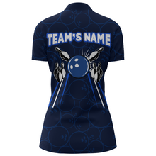 Load image into Gallery viewer, Custom Bowling Quarter-Zip Shirt For Women Navy Bowling Team Jersey Couple Bowling Shirt BDT342