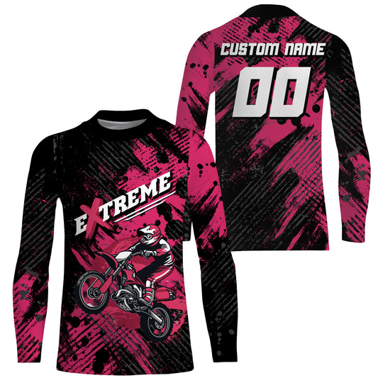 Custom Dirt Bike Jersey Kid Men Women Upf30+ Pink Motocross Racing Shirt Motorcycle PDT675